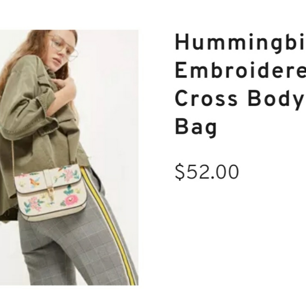 Hummingbirds embroidered purse